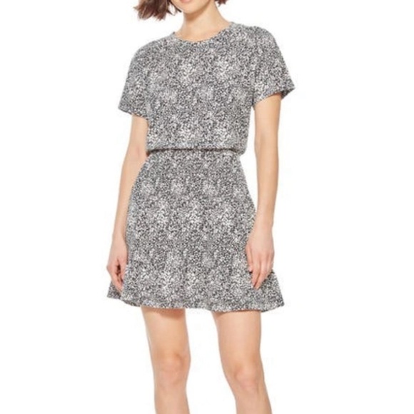 PARKER Burke Printed Short Sleeve Tee Dress Midnight Jasmine Blue White XS